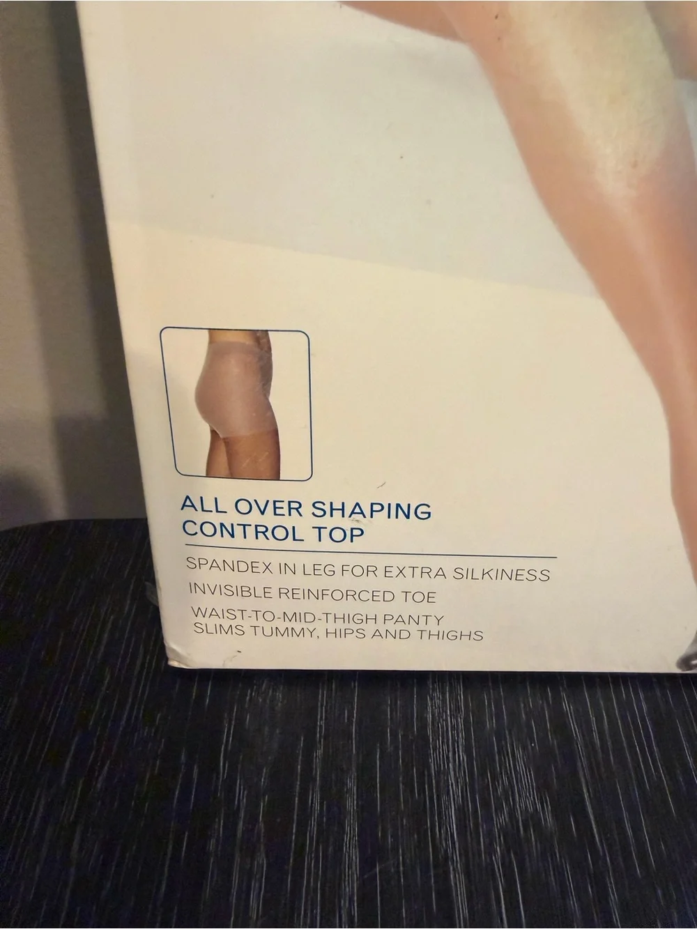 Vintage Sheer Intrigue Off Black Control Top Pantyhose Size D-E USA Made NIP
